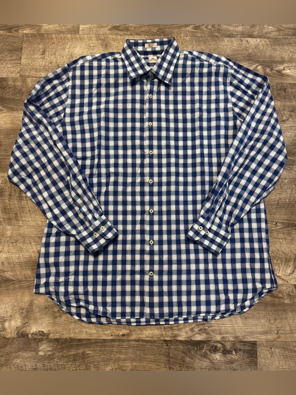 Peter Millar Long Sleeve Button Down Blue Check Shirt Mens Sz. XL